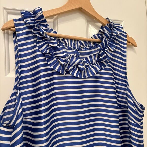 NWT Talbots Size L Blue Stripe Tank Ruffle $79.00 - Picture 7 of 7